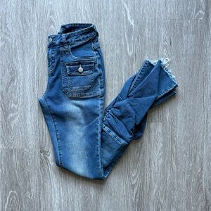 Custom painted stacked jeans